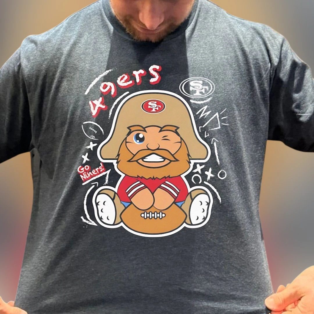 49ers Go Niners Mascot Tee, San Francisco Football Graphic Shirt for Fans