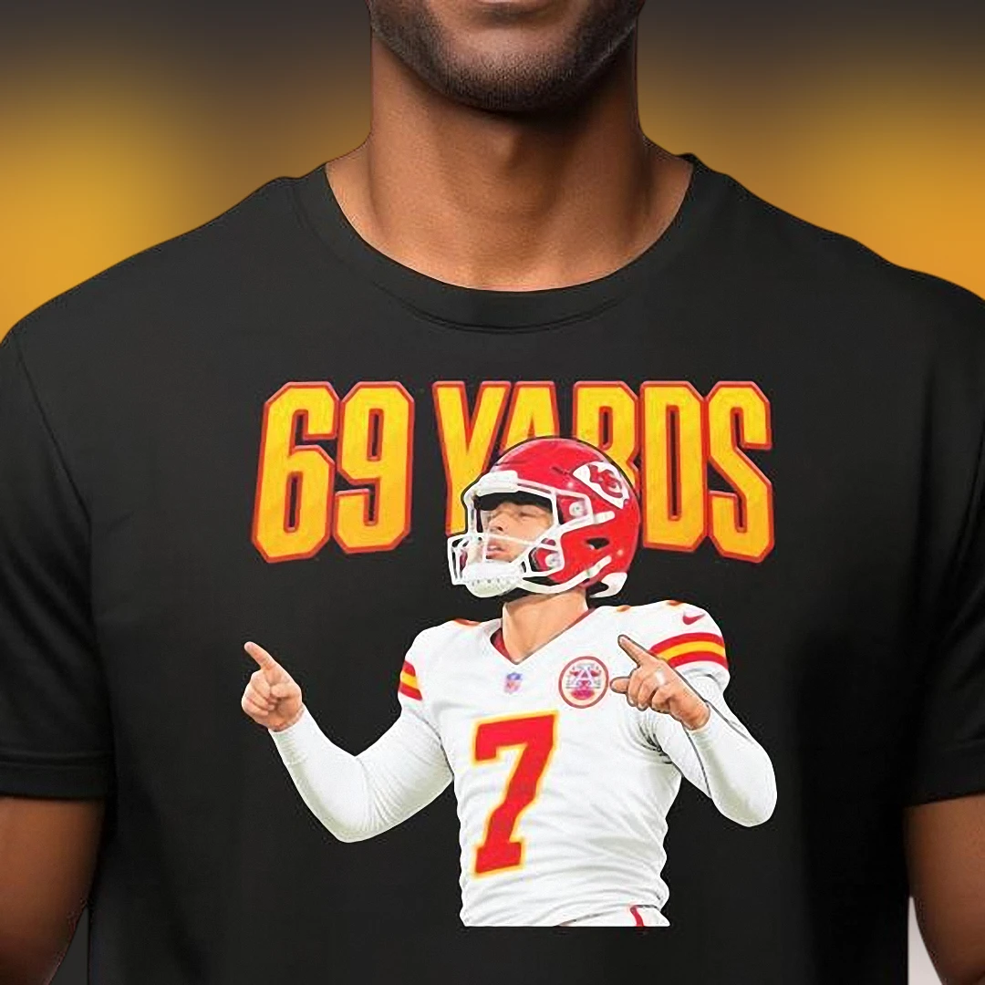 69 Yards Harrison Butker Football Graphic Tee, Kansas City Fan Shirt for Game Day