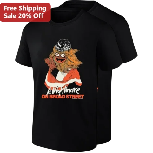 A Nightmare on Broad Street Gritty Tee, Philadelphia Flyers Hockey Mascot Horror Parody Shirt, Halloween Gift for Philly Sports Fans