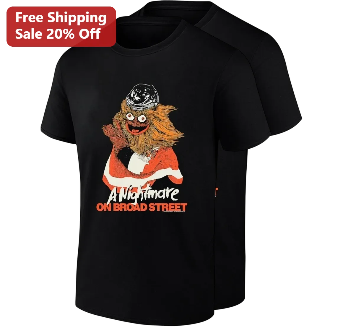 A Nightmare on Broad Street Gritty Tee, Philadelphia Flyers Hockey Mascot Horror Parody Shirt, Halloween Gift for Philly Sports Fans