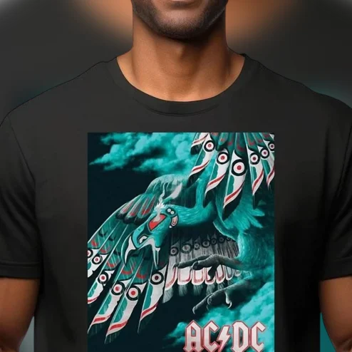 AC/DC Thunderbird Graphic Tee Vintage Hard Rock Band Concert T-Shirt for Music Fans
