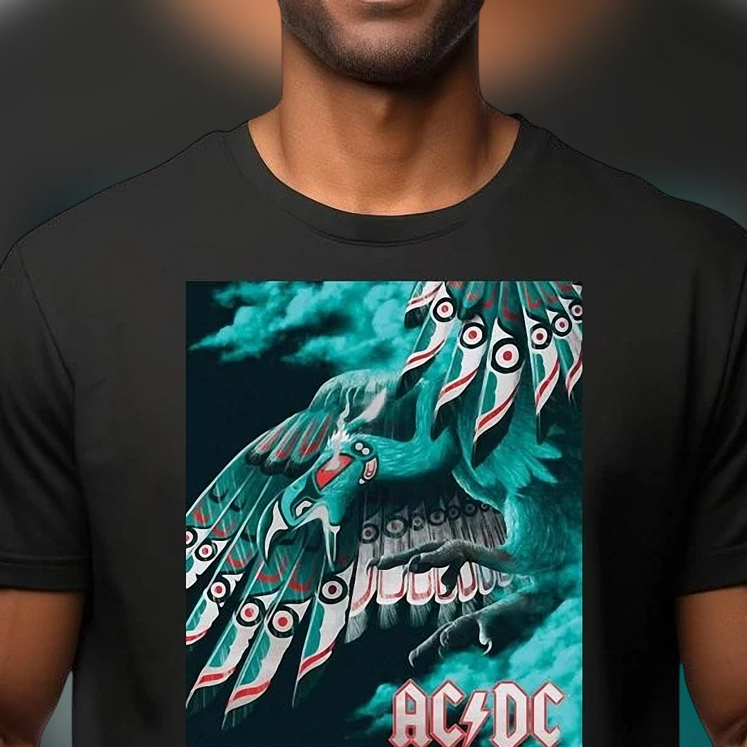 AC/DC Thunderbird Graphic Tee Vintage Hard Rock Band Concert T-Shirt for Music Fans