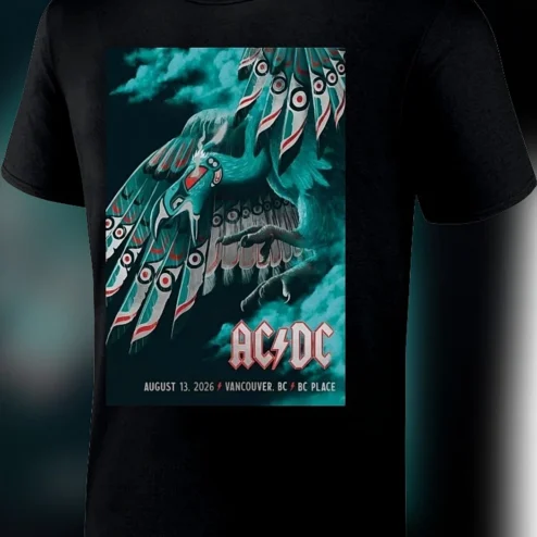 AC/DC Vancouver BC Place August 13 2026 Concert Tee, Rock Band Tour Souvenir Graphic T-Shirt Gift