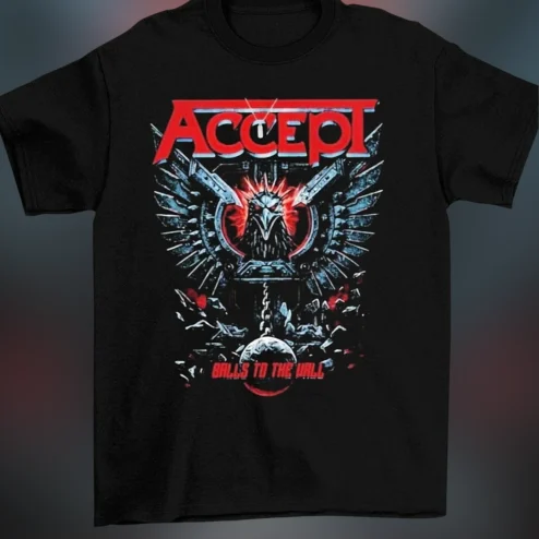 Accept Balls to the Wall Heavy Metal Band Graphic Tee, Vintage 80s Rock Album T-Shirt for Music Fans