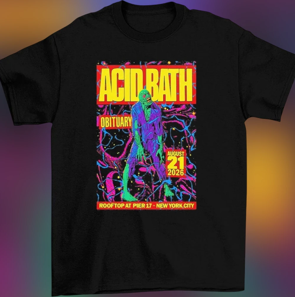 Acid Bath Obituary August 21 2026 Rooftop At Pier 17 New York City Tee, Heavy Metal Concert Tour Graphic Shirt