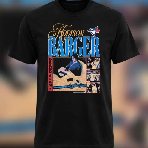 Addison Barger Grand Slam World Series Tee, Vintage Toronto Blue Jays Baseball Shirt, From Couch to World Series Fan Apparel