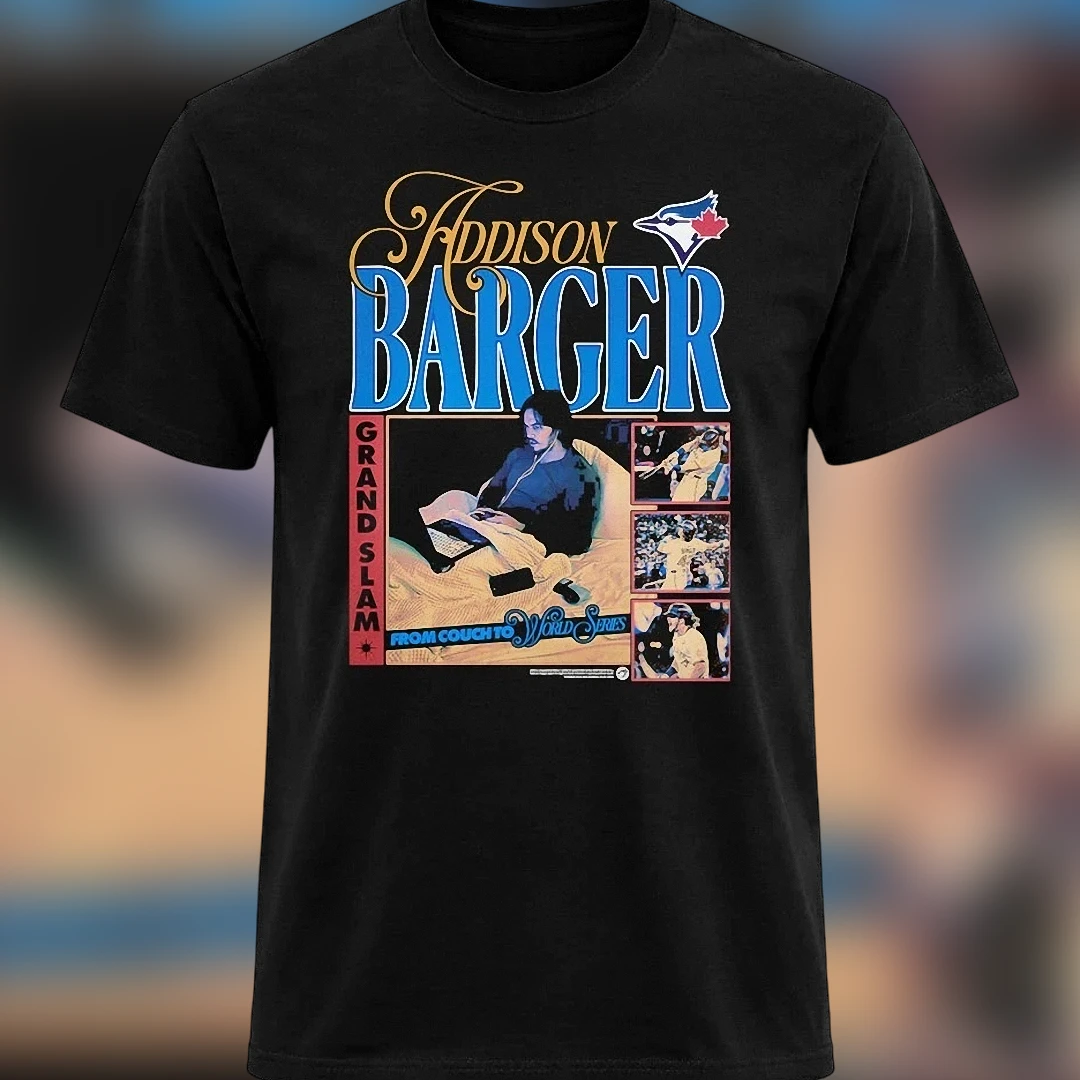 Addison Barger Grand Slam World Series Tee, Vintage Toronto Blue Jays Baseball Shirt, From Couch to World Series Fan Apparel