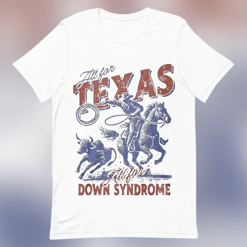 All for Texas All for Down Syndrome Tee, Vintage Western Rodeo Cowboy Graphic Shirt