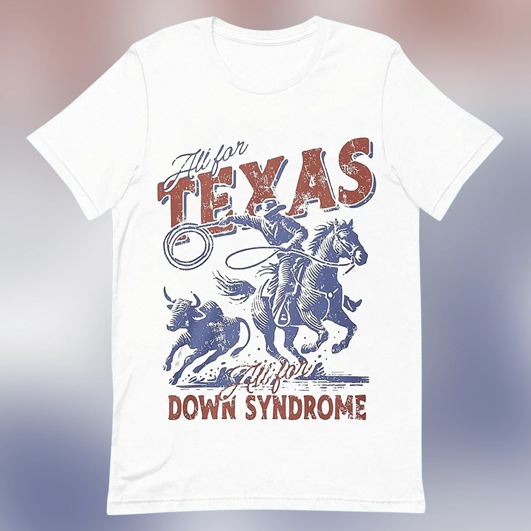 All for Texas All for Down Syndrome Tee, Vintage Western Rodeo Cowboy Graphic Shirt