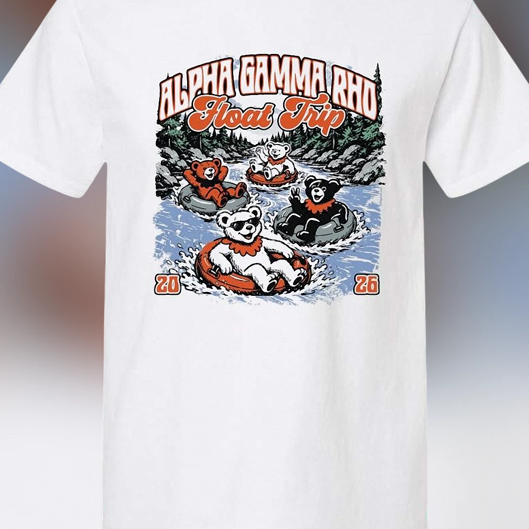 Alpha Gamma Rho Float Trip Tee Retro Bear Graphic Fraternity River Trip Shirt