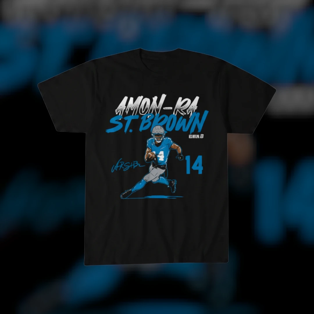 Amon-Ra St. Brown 14 Detroit Lions Fantasy Football Fan Tee