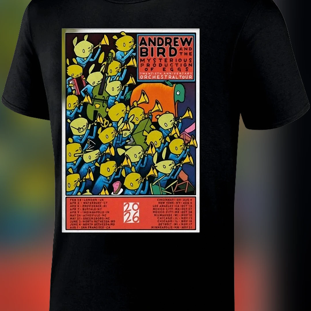Andrew Bird The Mysterious Production of Eggs 20th Anniversary Orchestral Tour Tee, Indie Rock Concert Graphic Shirt