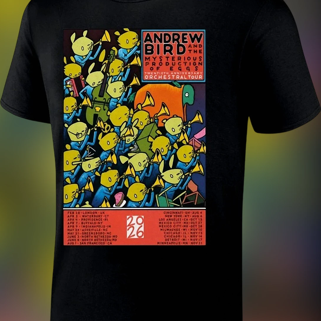 Andrew Bird The Mysterious Production of Eggs 20th Anniversary Tour Tee, Orchestral Concert Fan Graphic Shirt