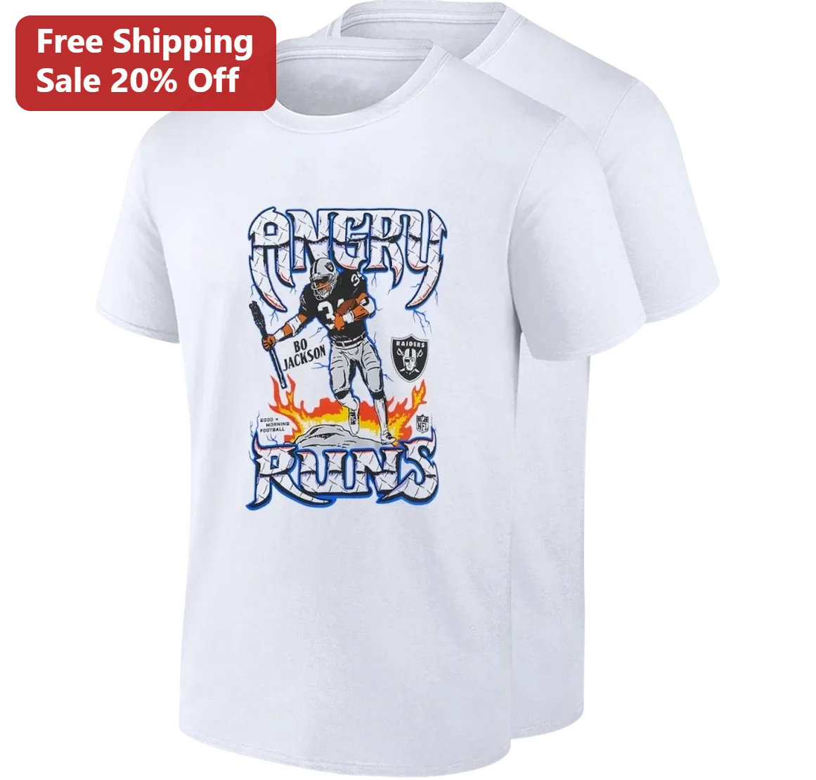 Angry Runs Tee Bo Jackson Raiders Vintage Football Graphic Shirt Gift for NFL Fans