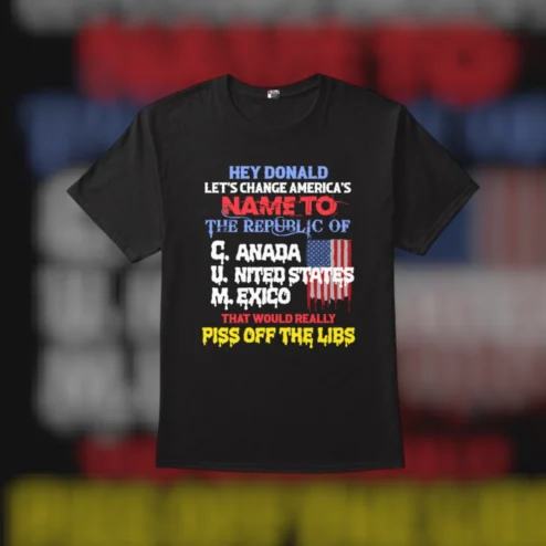 Anti-Trump Political Humor Tee Funny Satire Gift For Democrats Hey Donald Let's Change America's Name