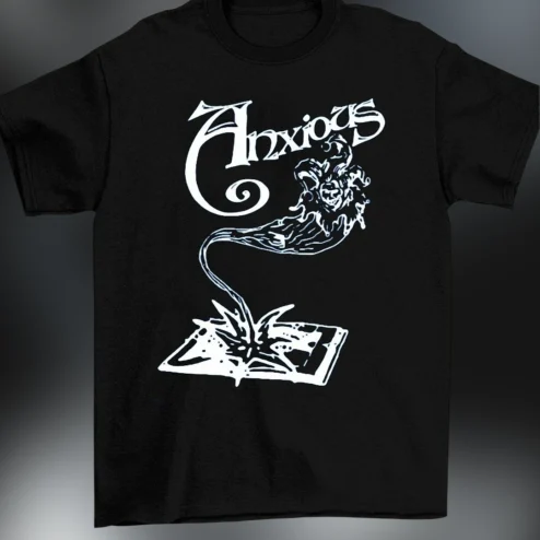 Anxious Tee Gothic Dark Art Book Graphic T-Shirt, Alternative Grunge Streetwear Shirt