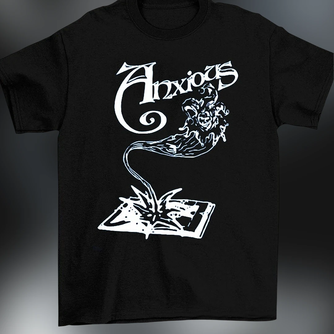 Anxious Tee Gothic Dark Art Book Graphic T-Shirt, Alternative Grunge Streetwear Shirt