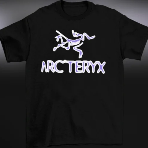 Arc'teryx Tee Purple Neon Logo Graphic Shirt for Hiking Climbing and Outdoor Streetwear