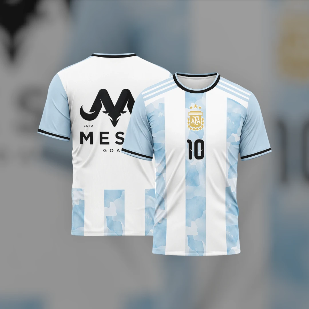 Argentina Messi 10 Jersey Lionel Messi GOAT Fan Edition Soccer Shirt