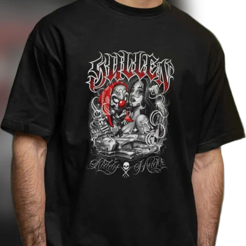 Art Collective Clown Graphic Tee Chicano Tattoo Lowrider Streetwear T-Shirt