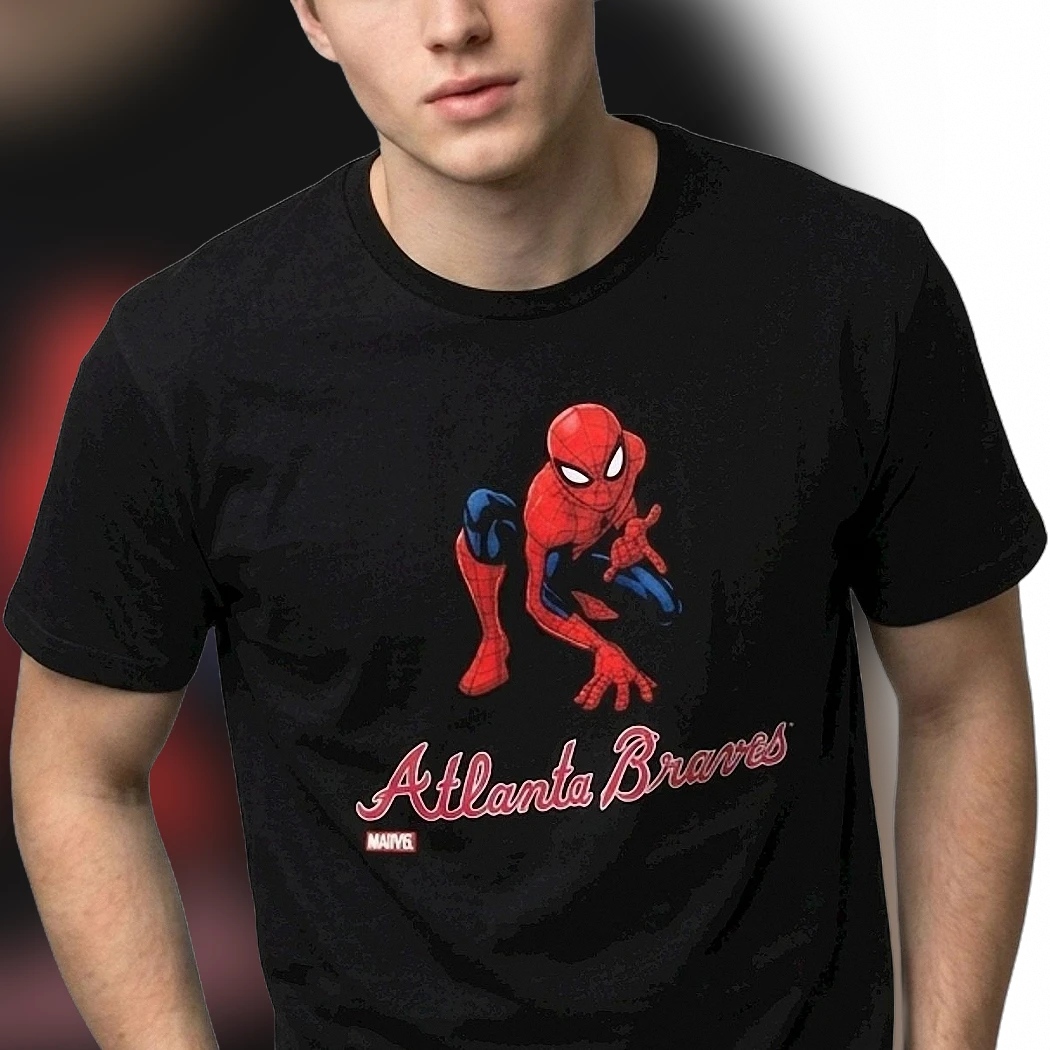 Atlanta Braves Marvel Spider-Man Graphic Tee Superhero Baseball Fan Gift
