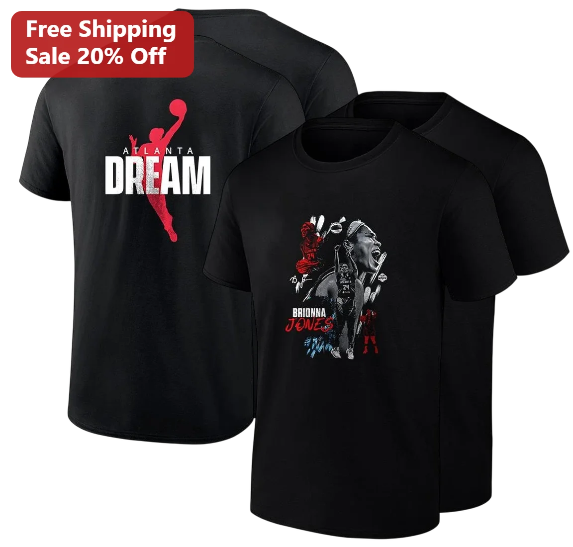 Atlanta Dream Brionna Jones Graphic Tee, WNBA Women's Basketball Fan Apparel T-Shirt