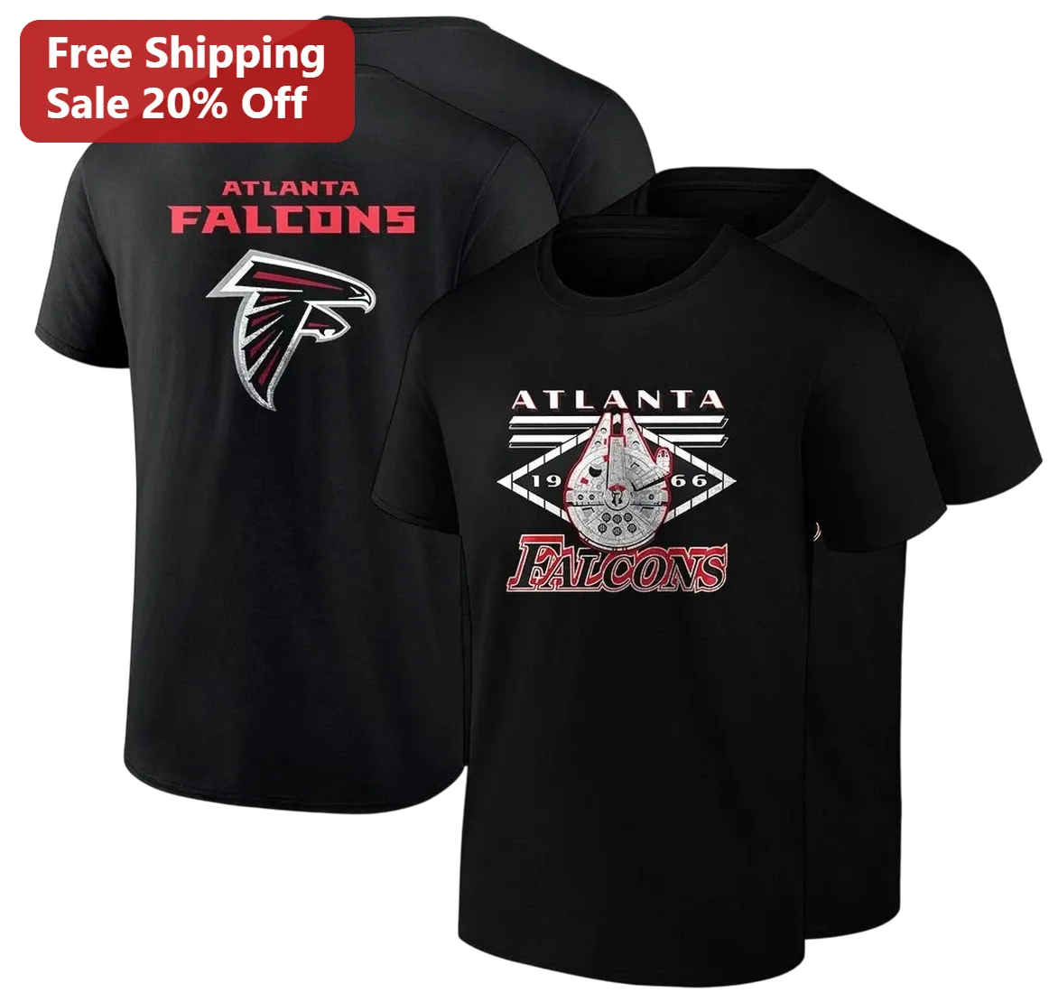 Atlanta Falcons 1966 Millennium Falcon Mashup Tee, Star Wars Football Gift for NFL Fans