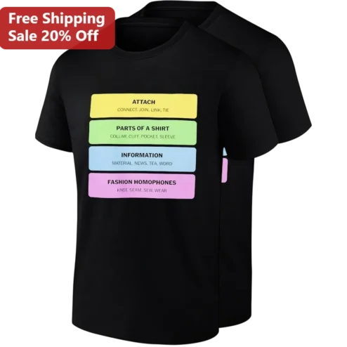 Attach Connect Join Link Tie Fashion Homophones Tee, Funny English Teacher Gift, Linguistics Grammar Humor Shirt for Word Lovers