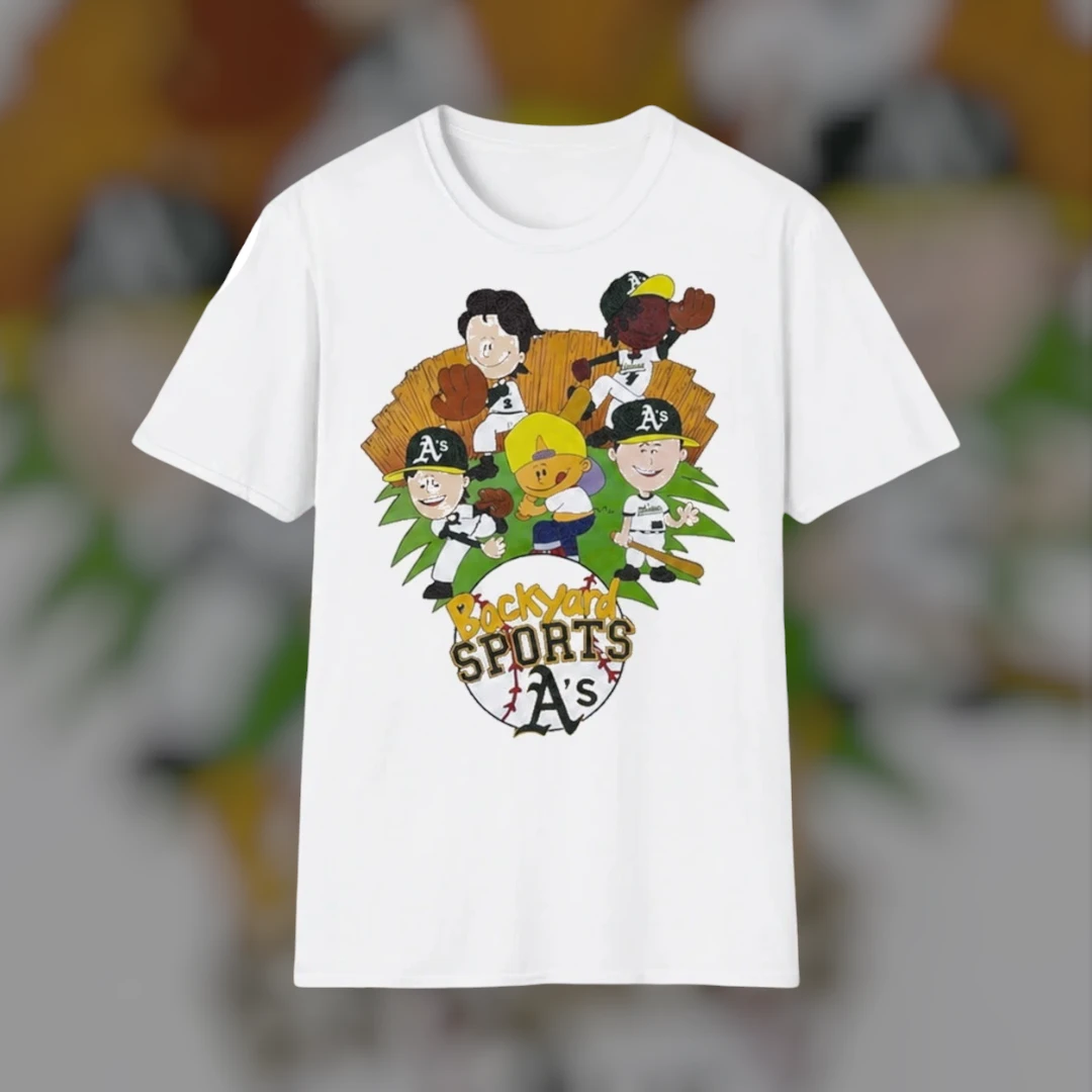 Backyard Sports A's Nostalgic Cartoon Baseball Tee