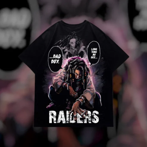Bad Boy Raiders Anime Tee Long Time No See Distressed Streetwear Graphic