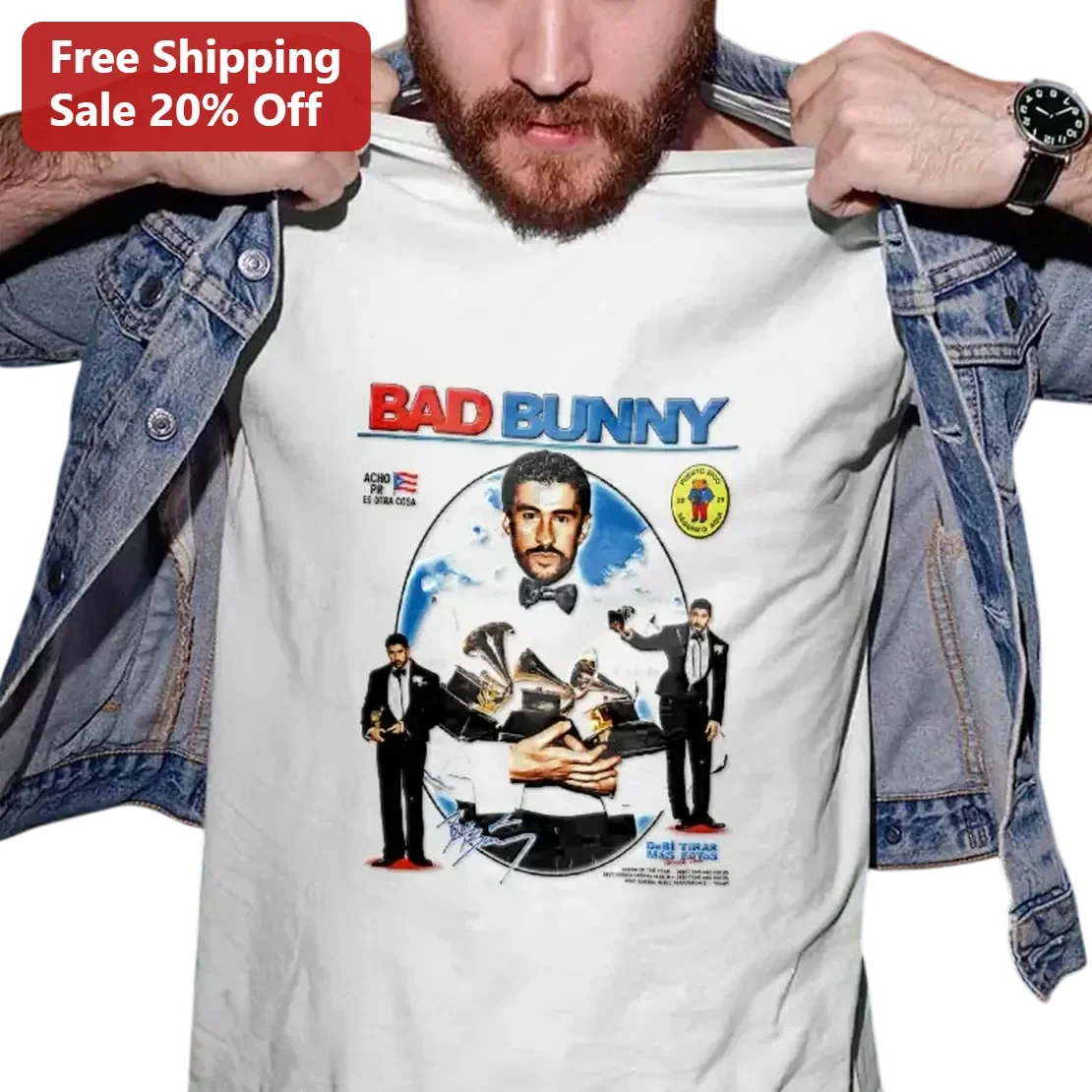 Bad Bunny Acho PR Tee, Acho PR Es Otra Cosa Debi Tirar Mas Fotos Vintage 90s Rap Tee, Gift for Reggaeton Music Fans