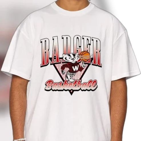 Badger Basketball Mascot Tee Retro Collegiate Sports Fan Graphic T-Shirt