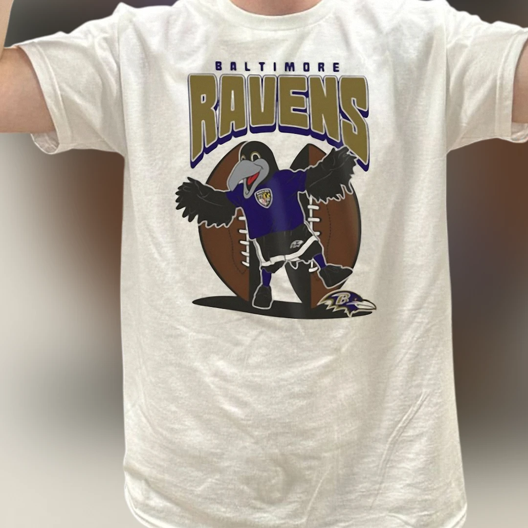 Baltimore Ravens Tee Poe Mascot Football Graphic T-Shirt for Game Day Fan Apparel