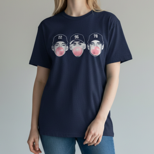 Baseball Player Bubblegum Graphic T-Shirt Tee, Retro Sports Fan Custom Number Gift Shirt