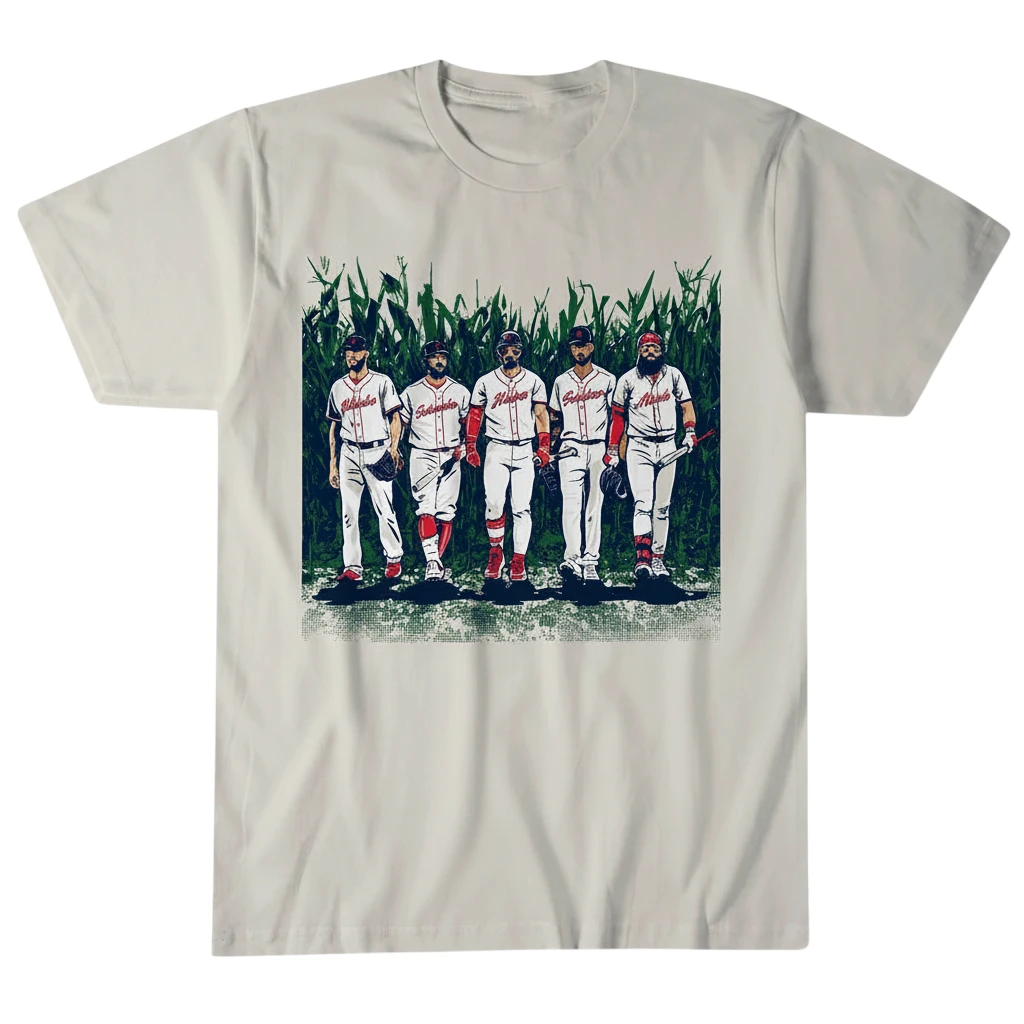 Baseball Players Cornfield Graphic Tee Retro Nostalgic Baseball Fan Gift