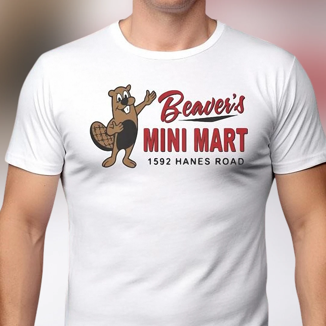 Beaver's Mini Mart Hanes Road Tee Retro Beaver Mascot Graphic Shirt
