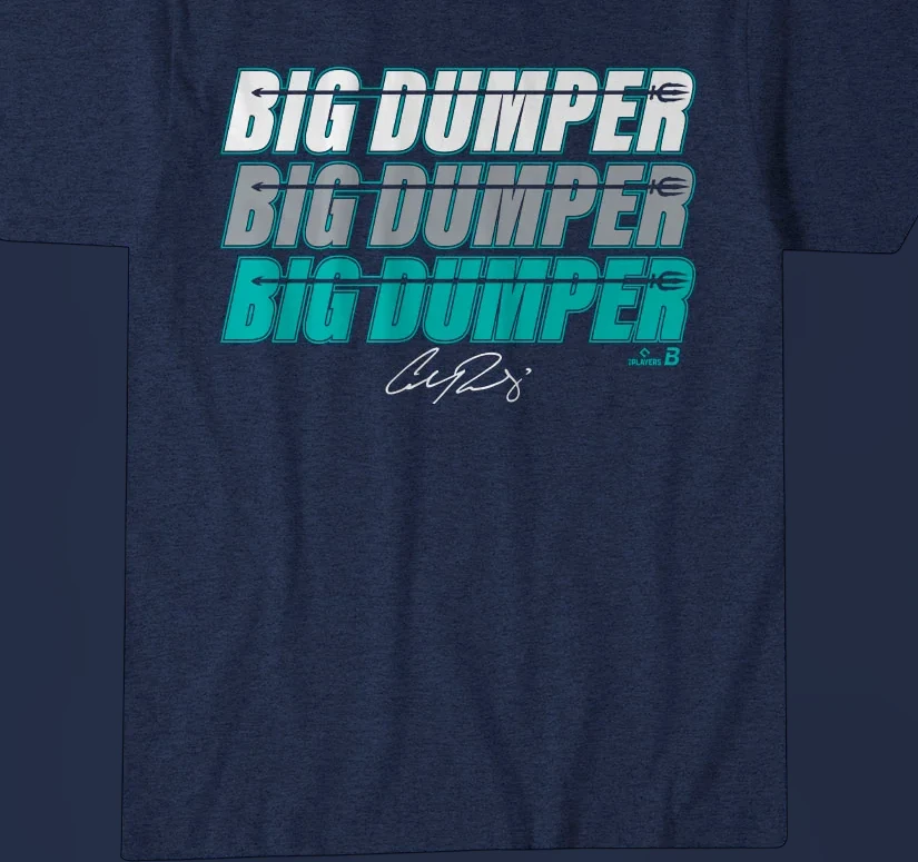 Big Dumper Cal Raleigh Signature Tee, Seattle Mariners Baseball Fan Graphic T-Shirt