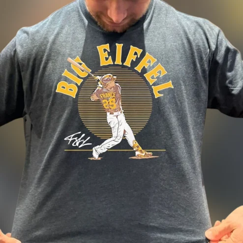 Big Eiffel France 25 Baseball Graphic Tee, Retro Signature Sports Fan T-Shirt