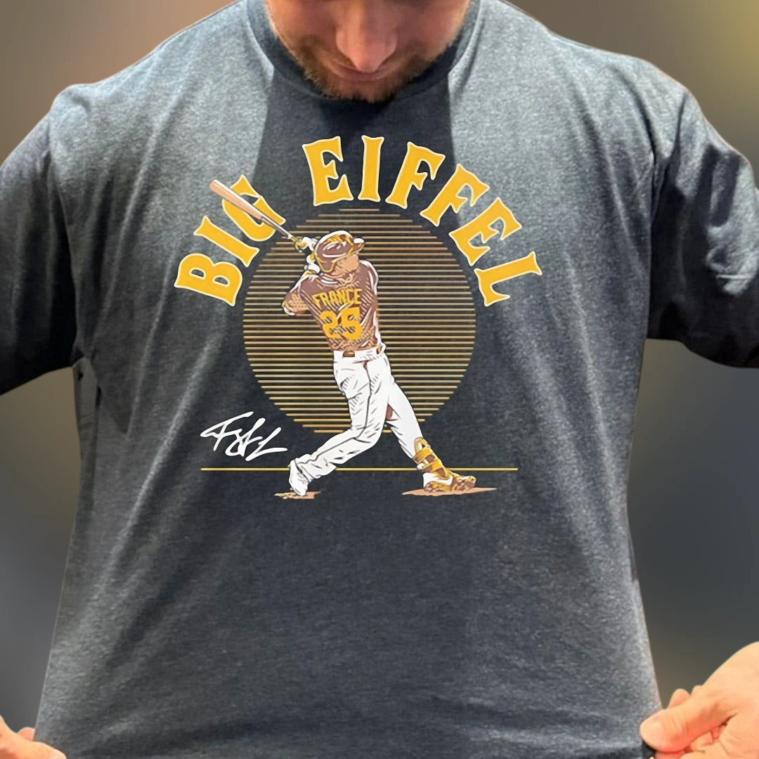 Big Eiffel France 25 Baseball Graphic Tee, Retro Signature Sports Fan T-Shirt