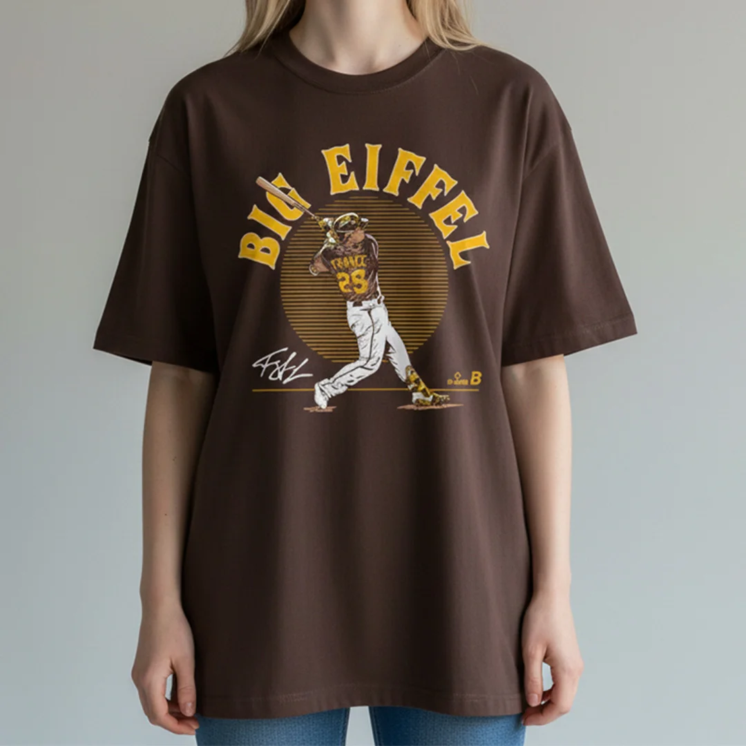 Big Eiffel Tee Vintage Baseball Graphic T-Shirt for Fans and Streetwear