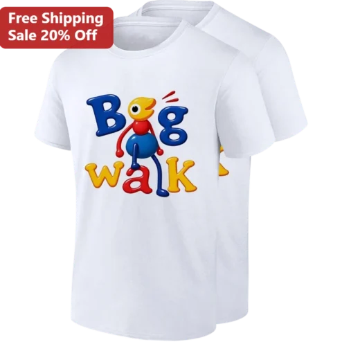 Big Walk Tee 3D Glossy Bubble Letter Graphic T-Shirt Gift for Gamers and Streetwear Fans