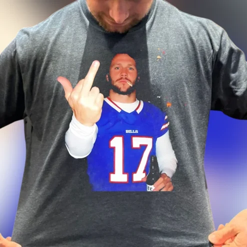 Bills 17 Josh Allen Middle Finger Graphic Tee, Funny Buffalo Football Tailgate Shirt for Fans