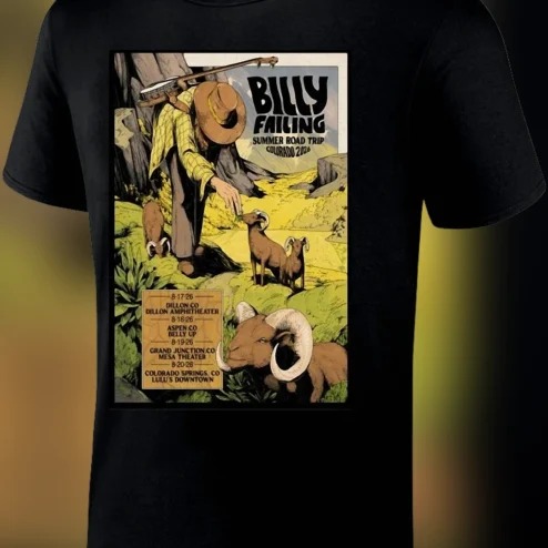 Billy Failing Summer Road Trip Colorado 2026 Tour Tee, Dillon Aspen Bluegrass Concert Poster Graphic T-Shirt