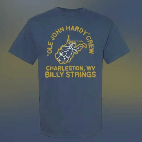 Billy Strings Ole John Hardy Crew Charleston WV Tee, Vintage Style Bluegrass Concert Graphic Fan Shirt