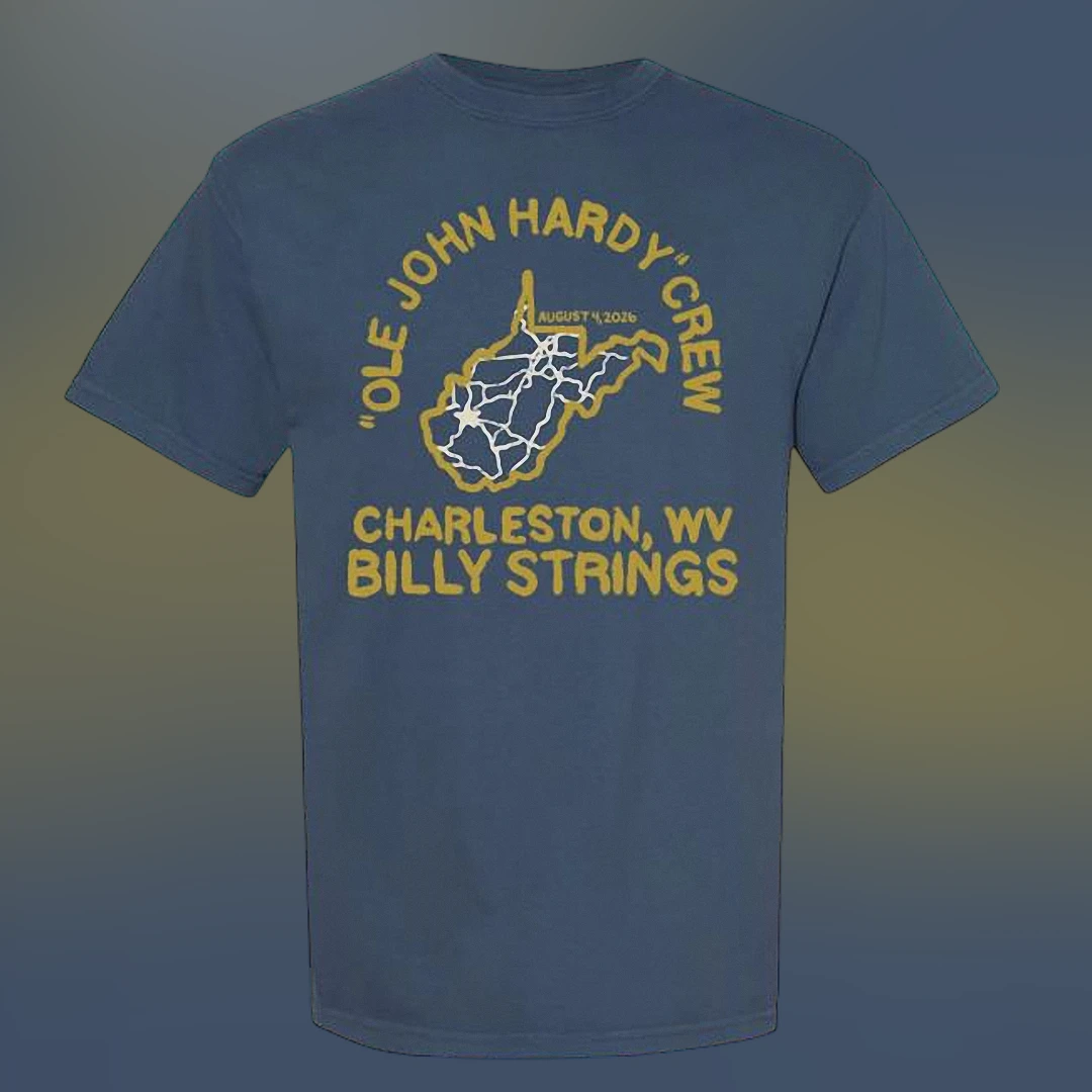 Billy Strings Ole John Hardy Crew Charleston WV Tee, Vintage Style Bluegrass Concert Graphic Fan Shirt