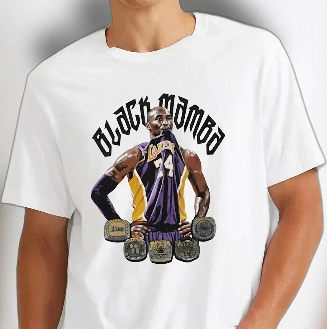 Black Mamba Kobe Bryant 5 Rings Graphic Tee, Vintage Basketball Legend Tribute T-Shirt for Fans