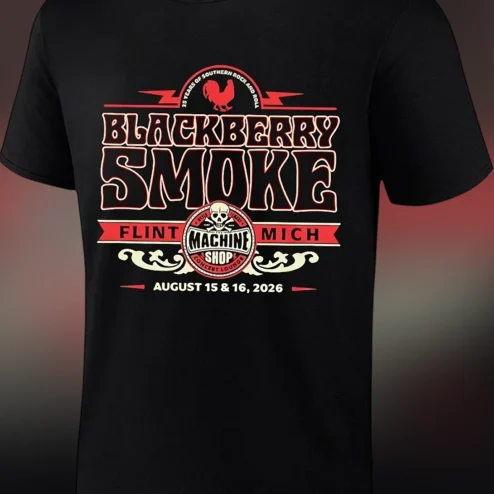 Blackberry Smoke The Machine Shop Flint MI August 15 16 2026 Concert Tee, Southern Rock Band Graphic Tour Shirt