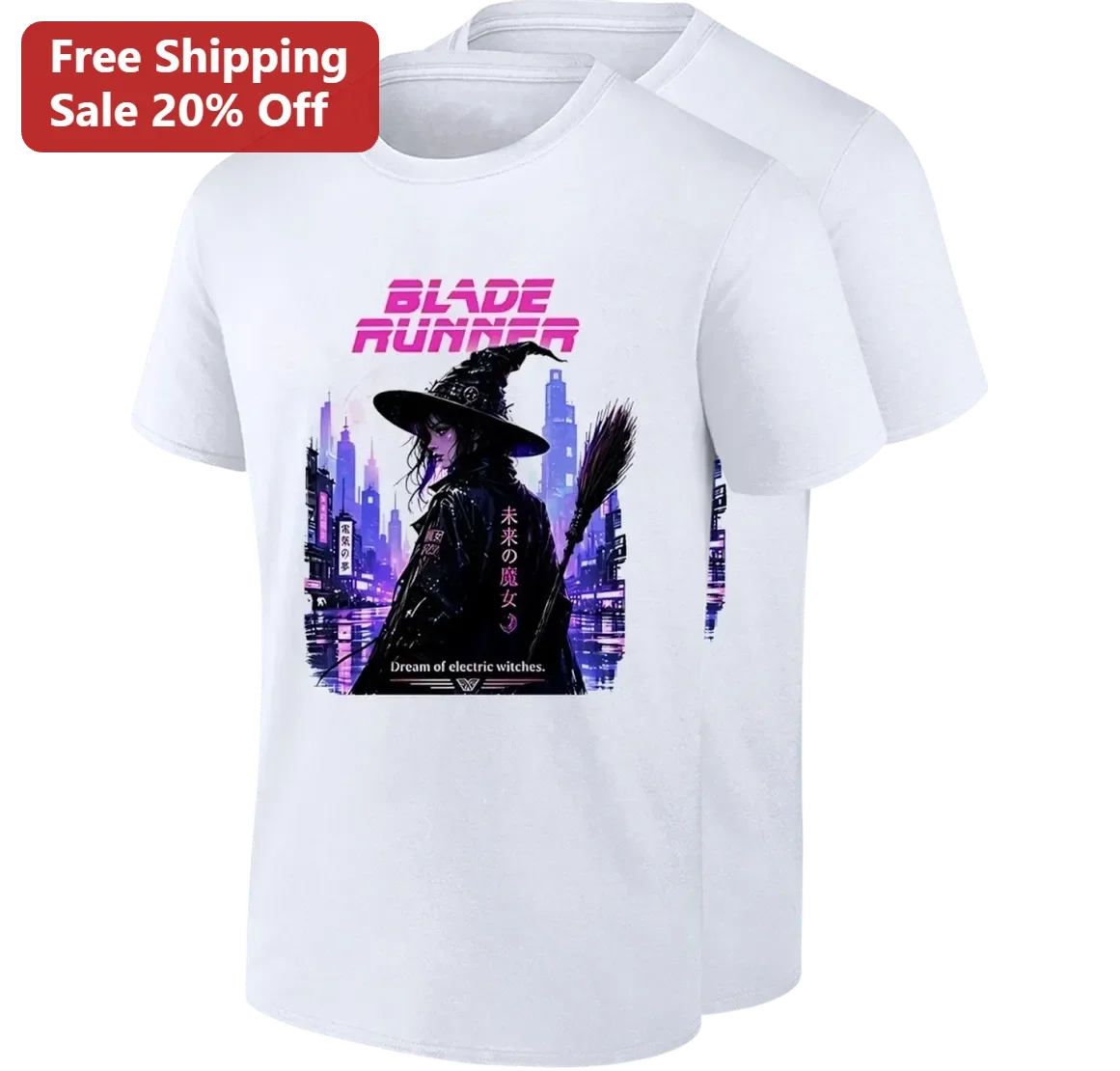 Blade Runner Dream of Electric Witches Tee Cyberpunk Witch Neon City Sci-Fi Graphic Shirt Gift for Sci-Fi Fantasy Fans