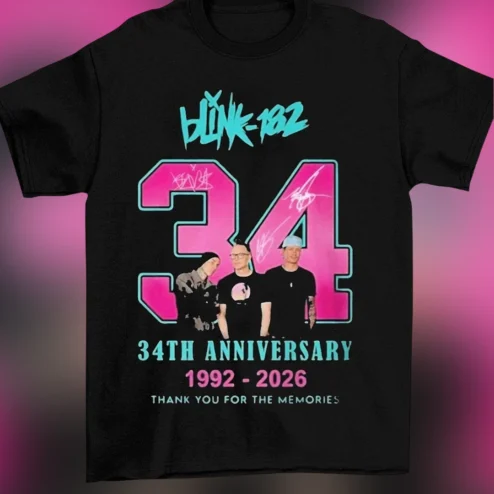 34th Anniversary 1992-2026 Thank You for the Memories Graphic Tee, Pop Punk Band Concert Tribute T-Shirt