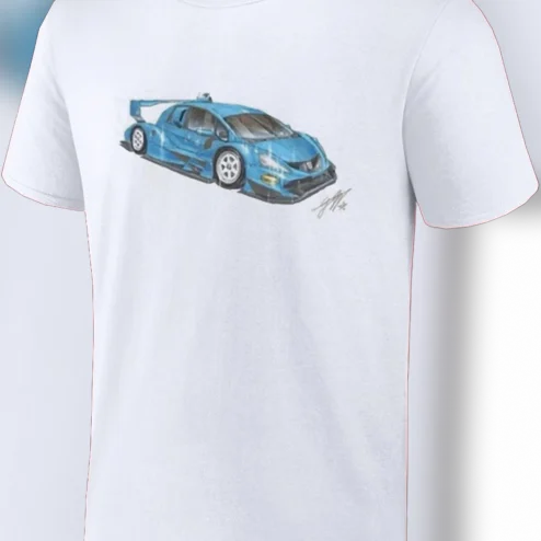 Blue Race Car Illustration Tee Retro Motorsport Racing Graphic Shirt for Car Enthusiasts